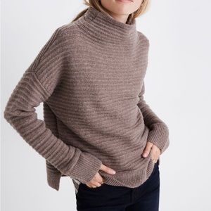Madewell Taupe Ribbed Turtleneck Sweater